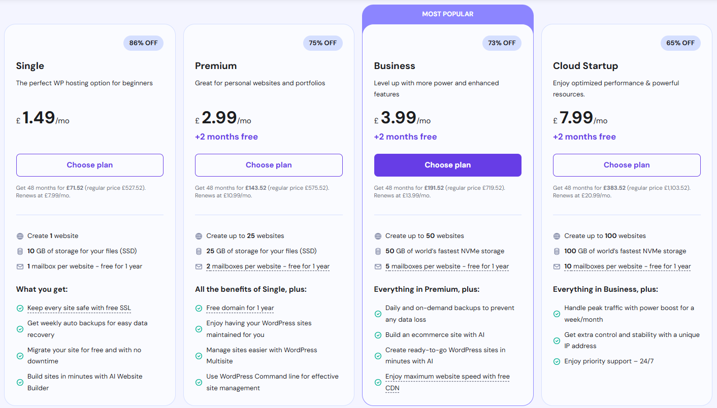 Hostinger Hosting Plans, Services & Pricing