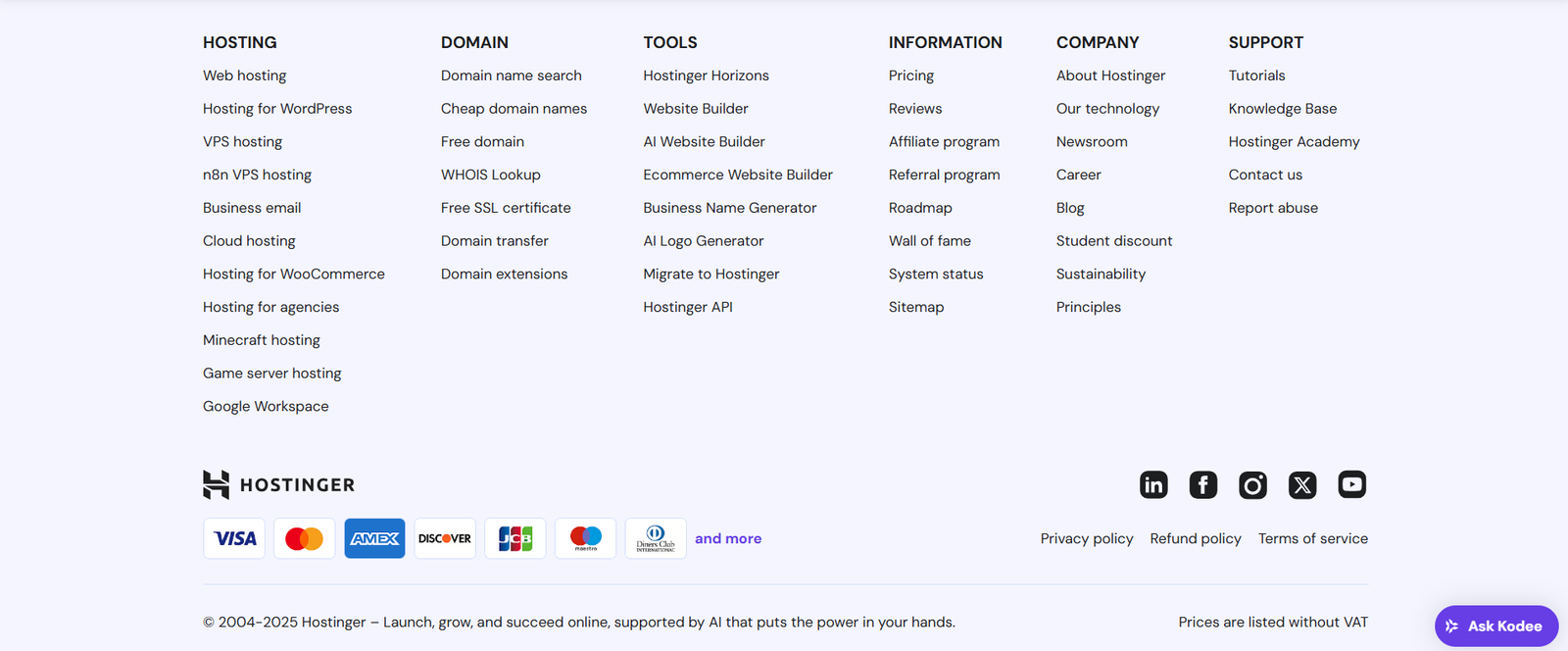 hostinger footer