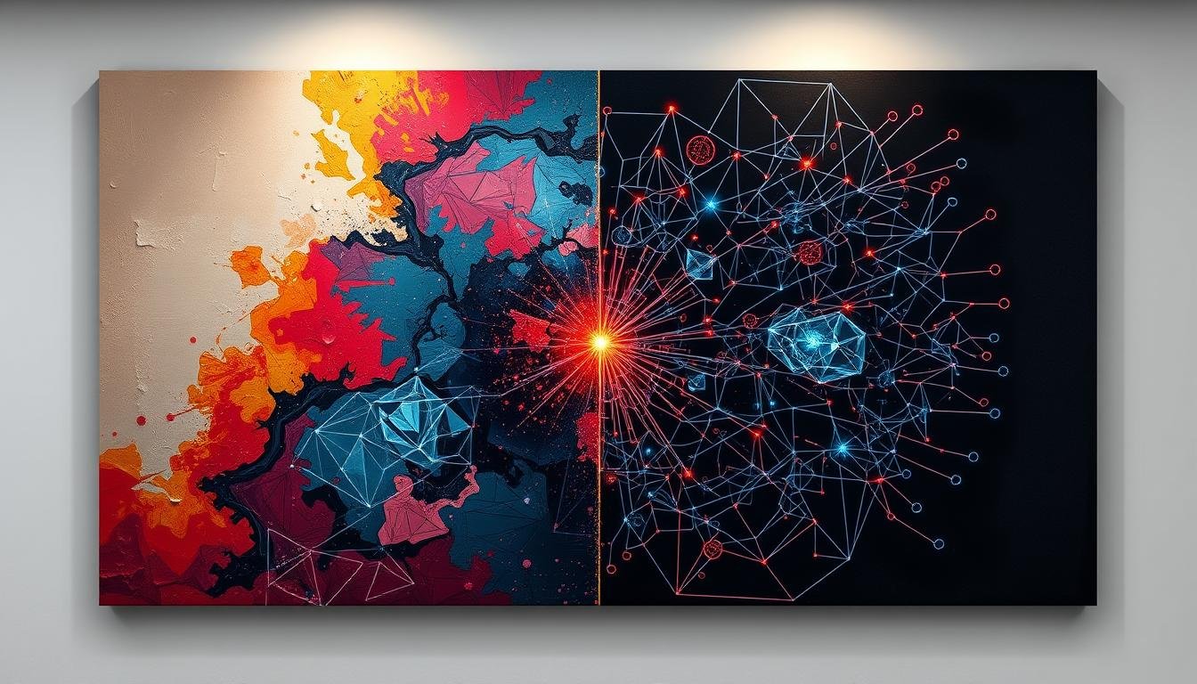 AI painting showing a blend of traditional art styles with digital elements, demonstrating the evolution of AI painting technology