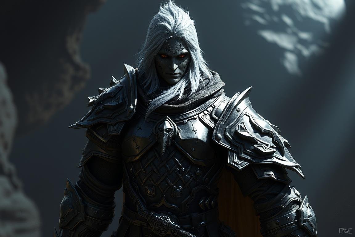 Example of artwork created using Midjourney AI painting tool showing fantasy character design