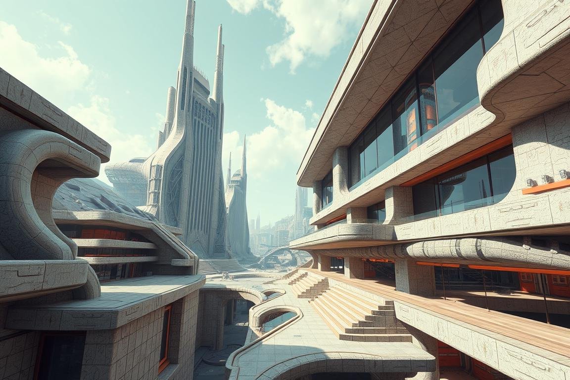 Example of artwork created using Stable Diffusion AI painting tool showing architectural concept